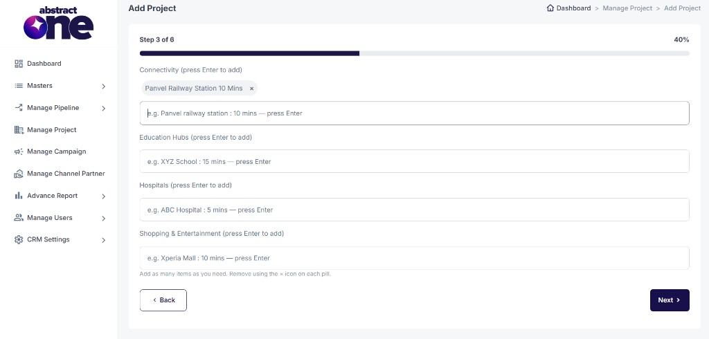 Add Project Step 3 location advantages