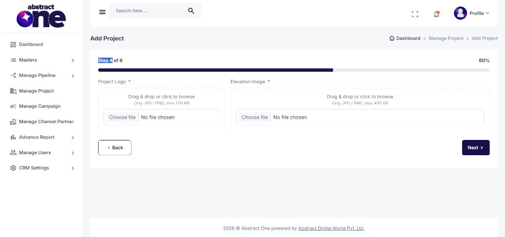 Add Project Step 4 media upload empty