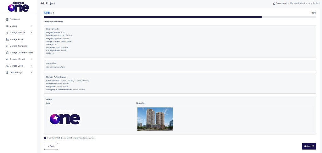 Add Project Step 5 review and submit