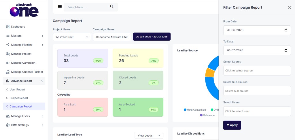 Filter Campaign Report drawer