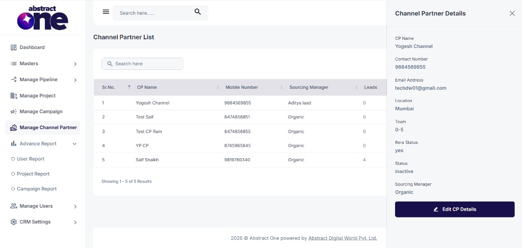Channel Partner Details drawer
