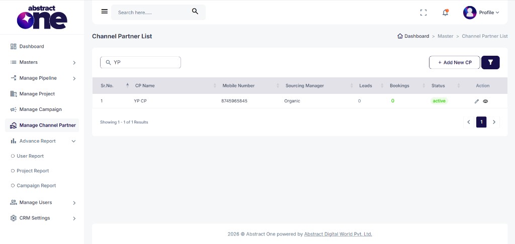 Channel Partner List search results