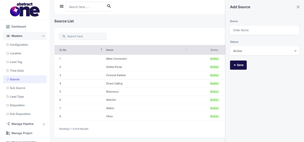 Add Source drawer