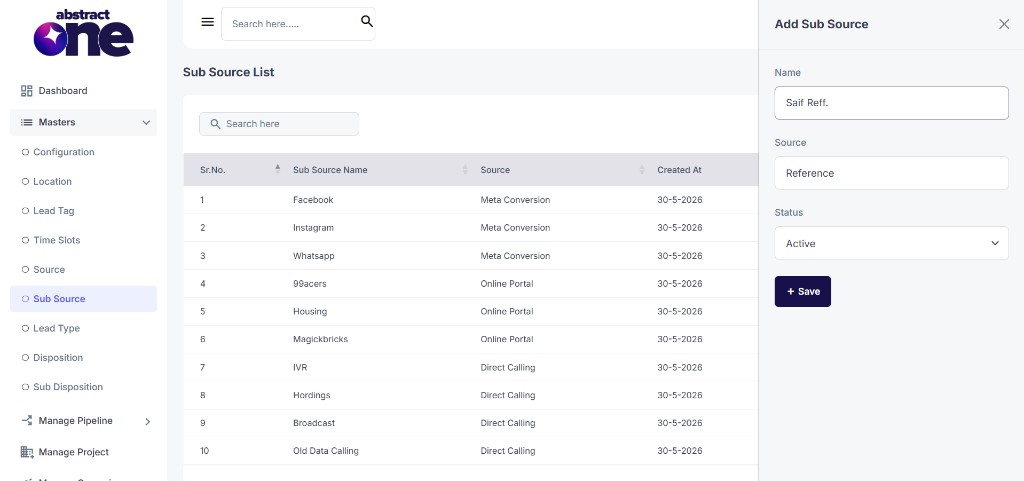 Add Sub Source drawer