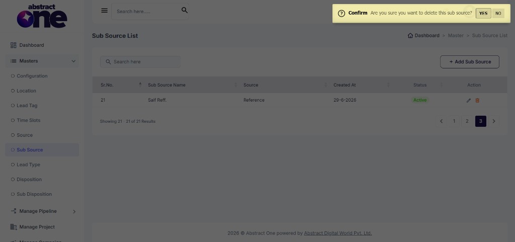 Delete sub source confirmation