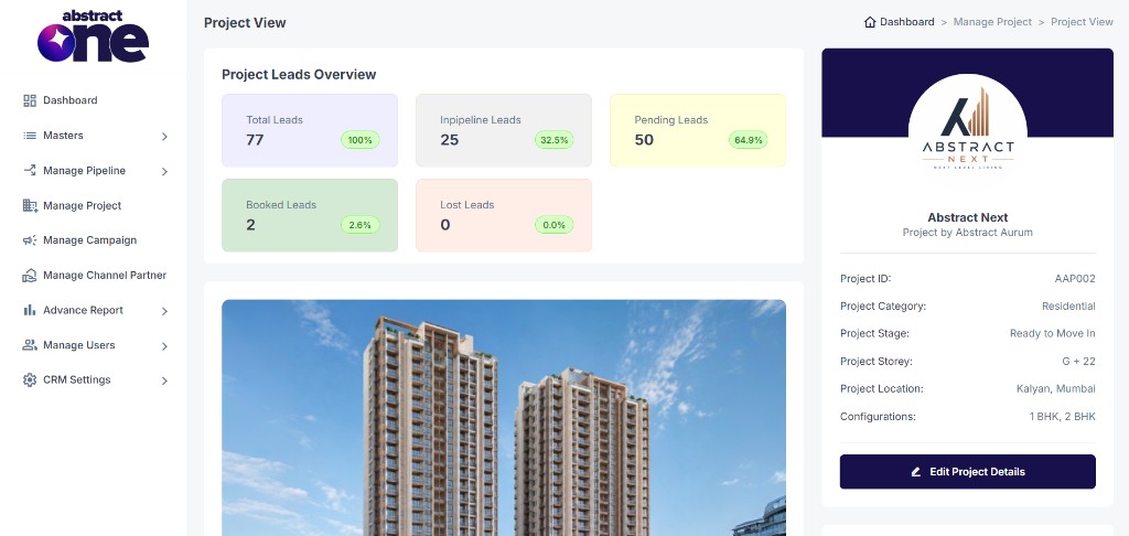 Configurations field on Project View page