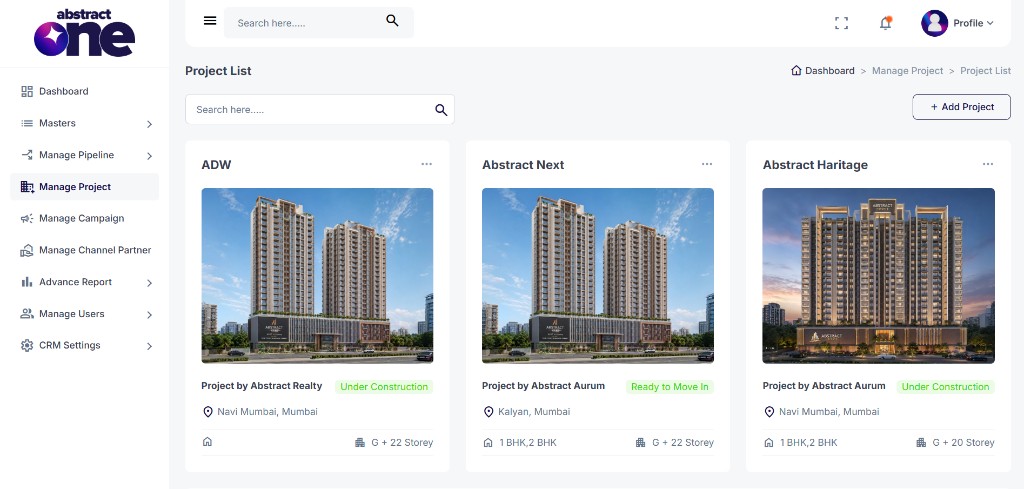 Project List page
