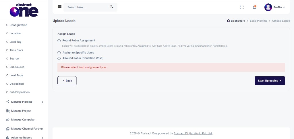 Lead assignment type validation error