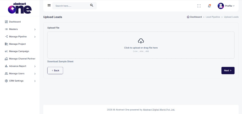 Upload File step with drag and drop area