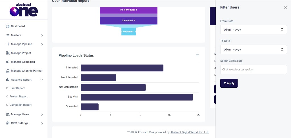 Filter User Report drawer in individual report